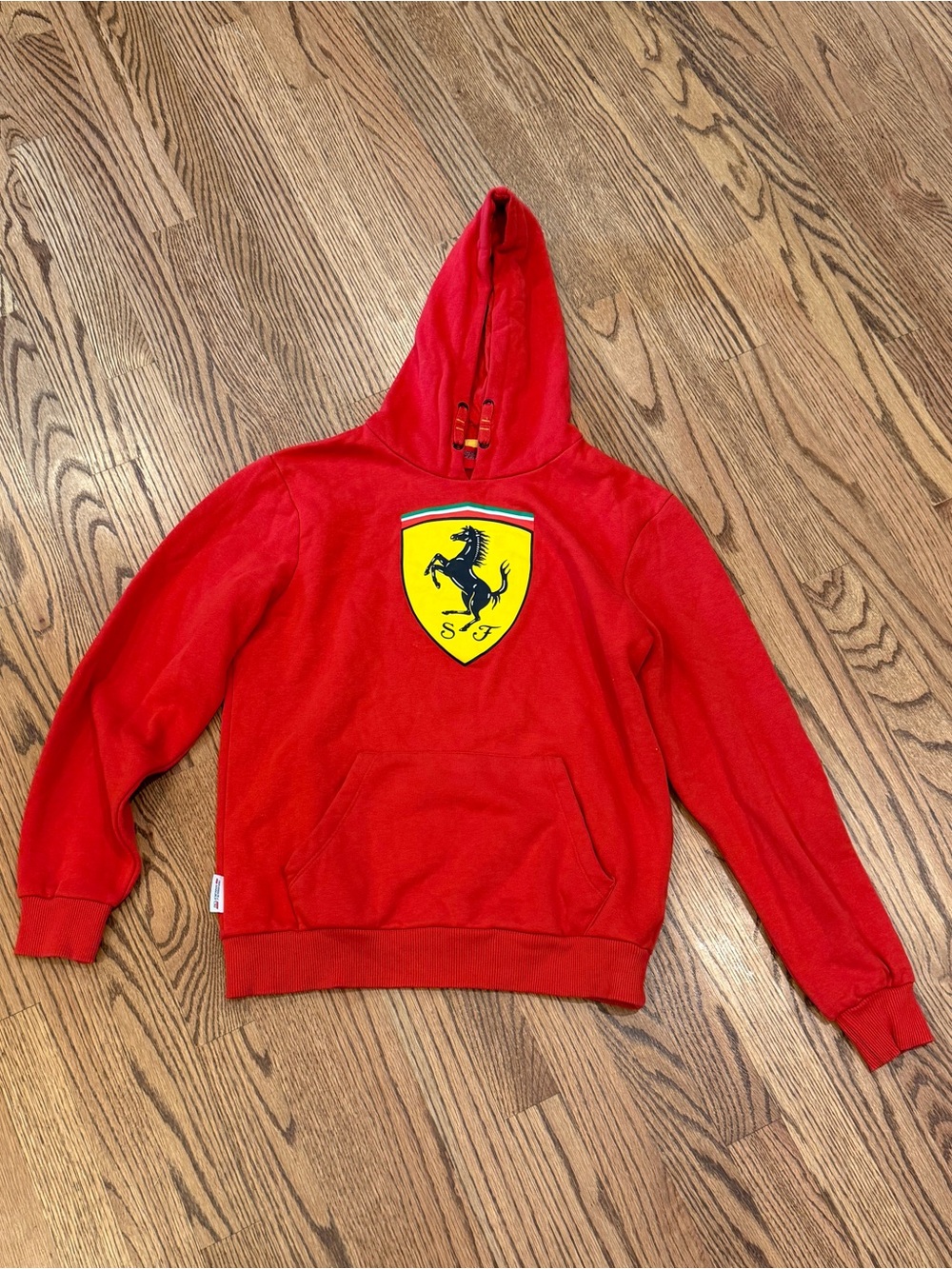 Scuderia Ferrari Red Hoodie with Yellow Trim and Shield